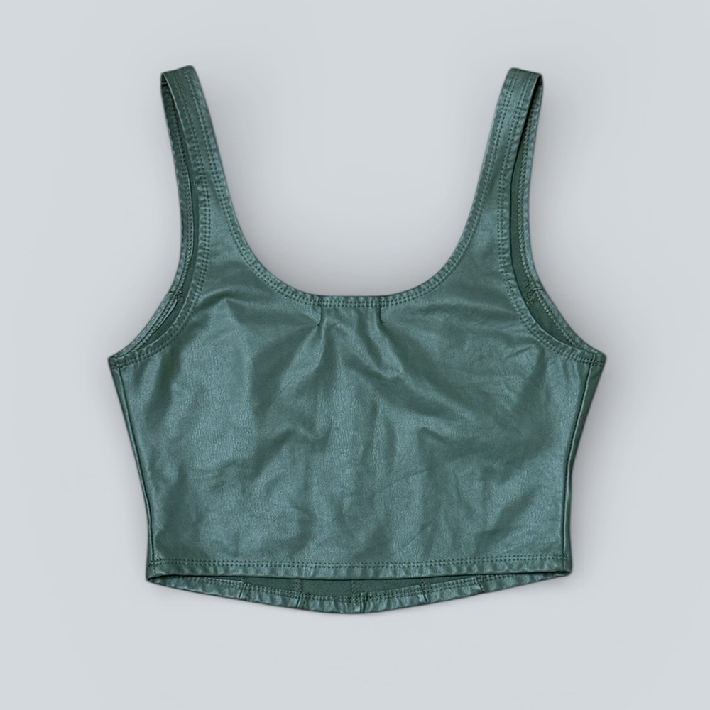 Altar’d State Brooklyn Leather Top – Green - Picture 3 of 4